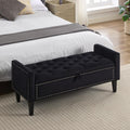 47" Velvet Storage Bench, Upholstered Bed Bench with Storage, End of Bed Ottoman with Wooden Legs,Bedside Storage