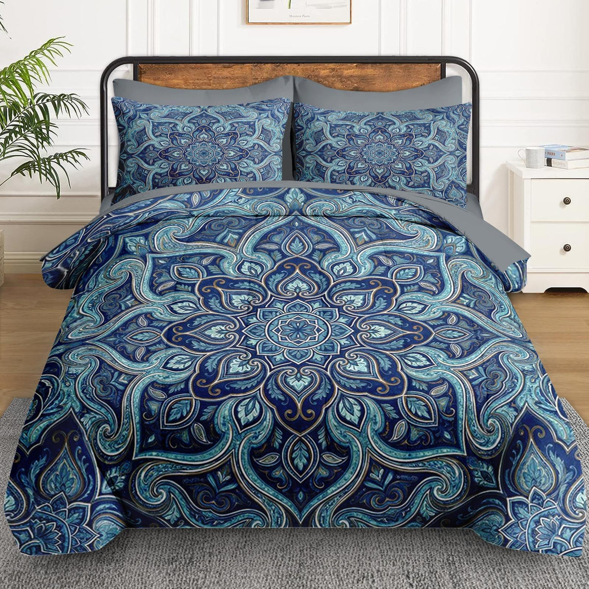 Comforter Set with Sheets, 7 Pieces Mandala Paisley Bedding