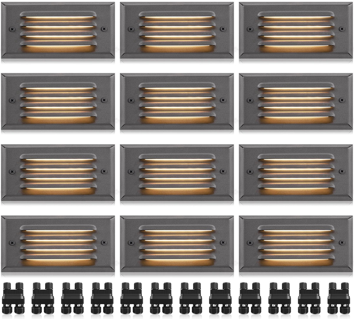 5W Low Voltage Step Lights 6 Inch Outdoor Aluminum Brown, 12-Pack