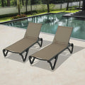 Pool Lounge Chairs Set of 2, Aluminum Patio Chaise Lounge with Wheels, 5 Position Adjustable, All Weather