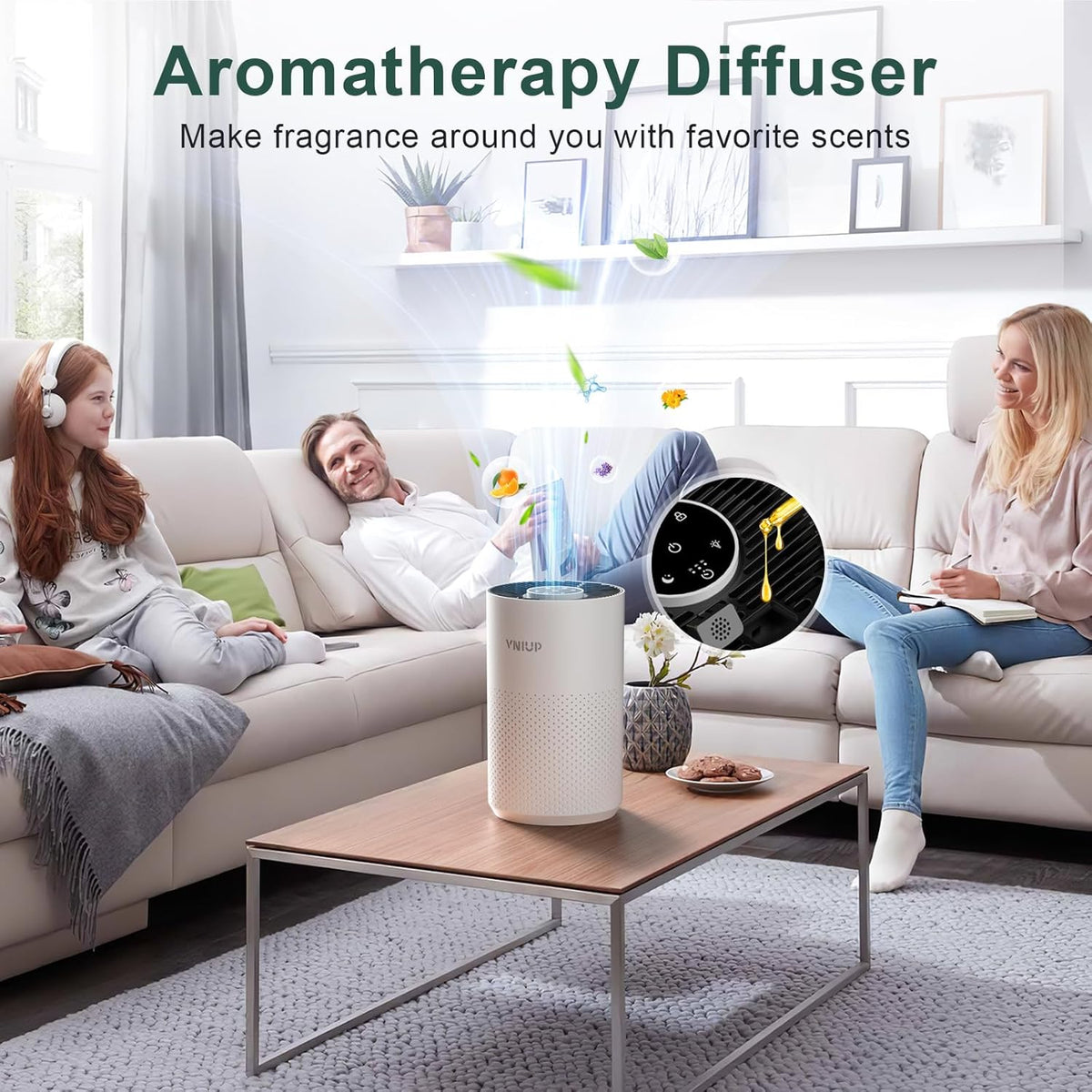 Air Purifiers for Bedroom Home up to 1350 ft² - H14 True HEPA Room Air Purifiers for Bedroom, with Fragrance Function