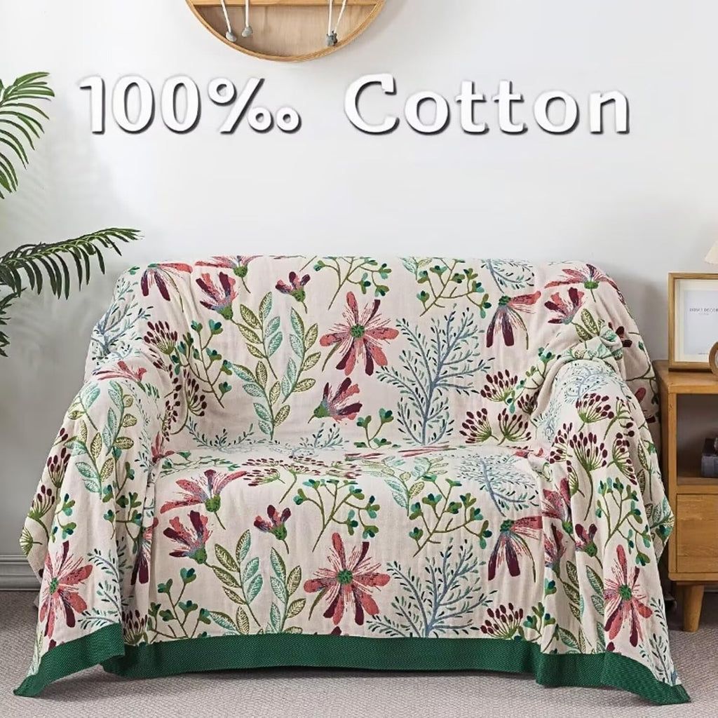 Boho Throw Blanket for Bed 100% Cotton Bohemian Blankets Ultra Soft Woven Muslin Decorative Blankets All Seasons