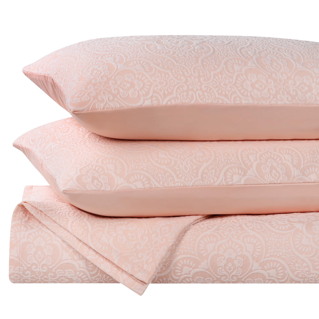 3 Piece Bedspread Set, Home Bed Decor, Decorative Bed Spread, 2 Pillow Shams, Medium Weight Blanket, Floral Matelasse