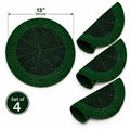 Beaded Round placemats Set of 4, 13 Inch Charger Green Tonal