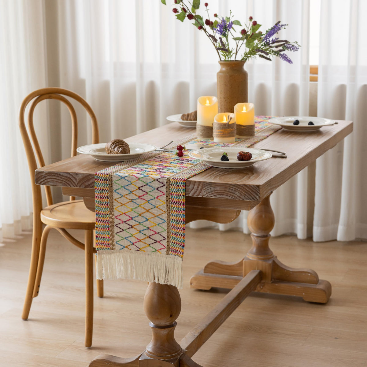 Boho Macrame Table Runner 12x108 Inch