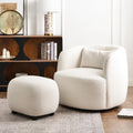 Modern Swivel Lounge Chair and Ottoman — Ivory Linen