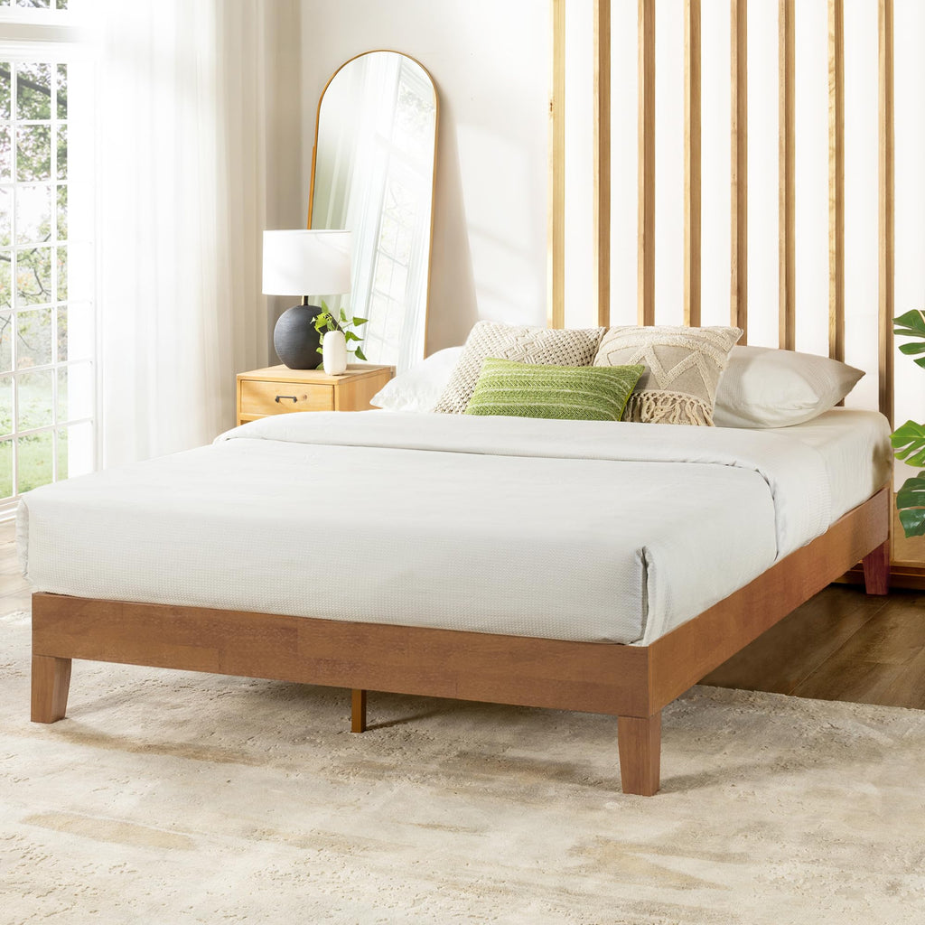 Naturalista Grand - 12 Inch Solid Wood Platform Bed with Wooden Slats - No Box Spring Needed - King (Natural Pine)