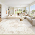Area Rug Washable Rug, Vintage Boho Medallion Rugs Non-Slip Soft Low Pile Large Distressed Rug Indoor Retro
