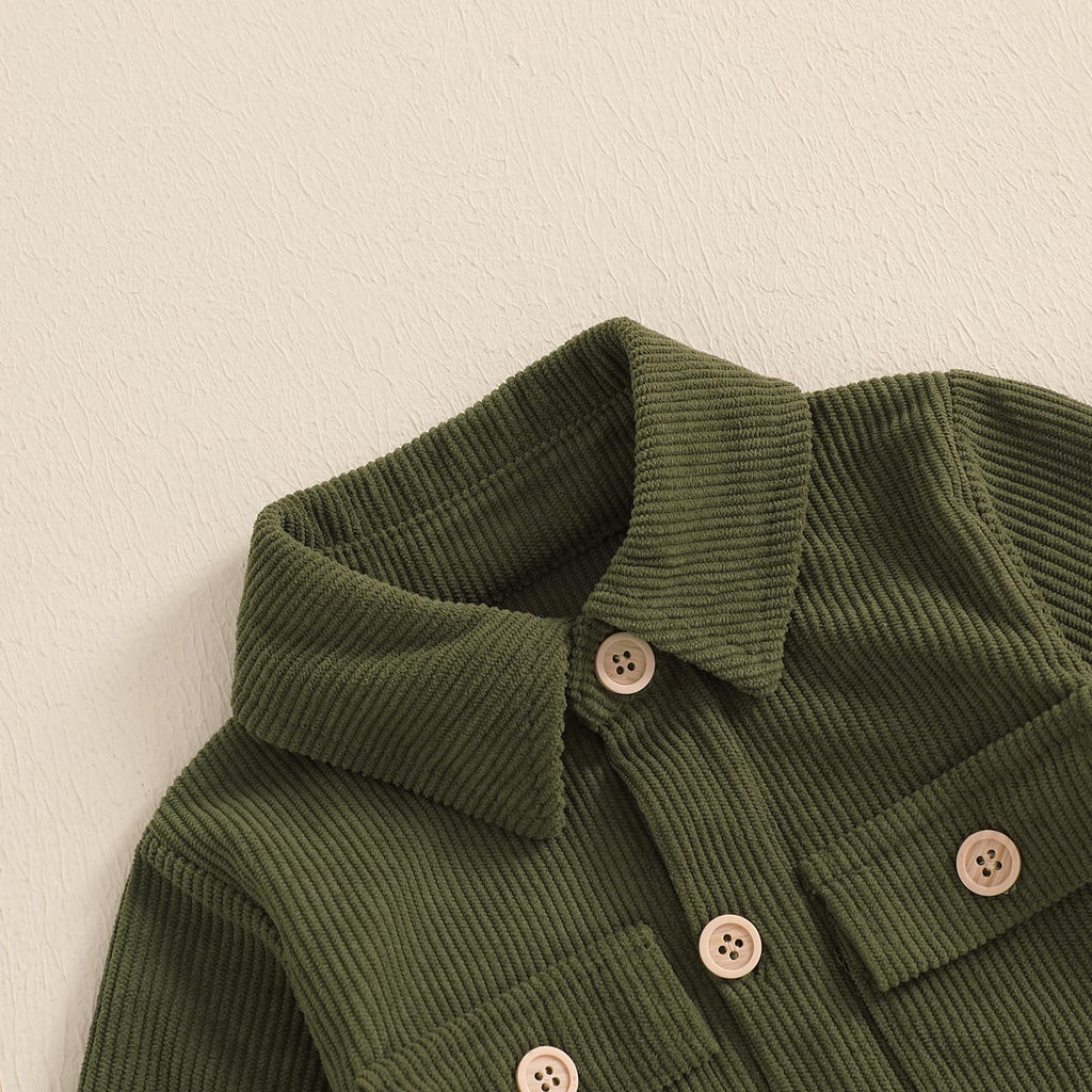 Newborn Baby Boy Girl Clothes Corduroy Long Sleeve Button Up Romper Jumpsuit Collared Bodysuit Fall Winter Outfit