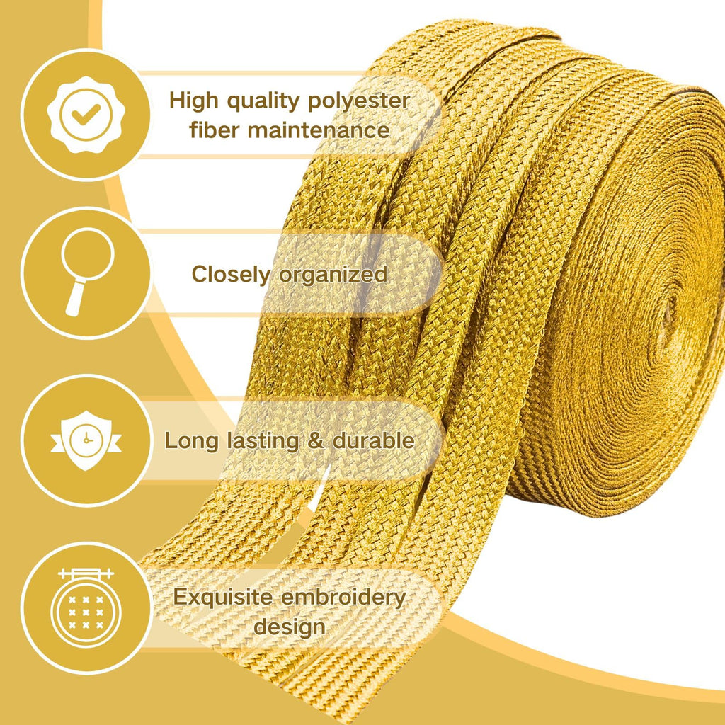 4 Size 5 Yards Gold Ribbon Jacquard Ribbon Embroidered Fabric