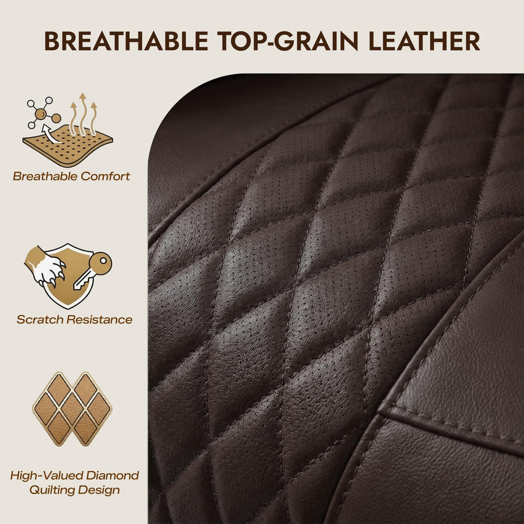 Genuine Leather Power Recliner Chair with Heating& Cooling