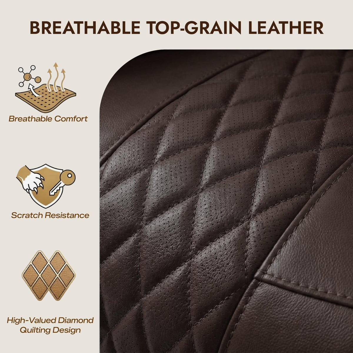 Genuine Leather Power Recliner Chair with Heating& Cooling