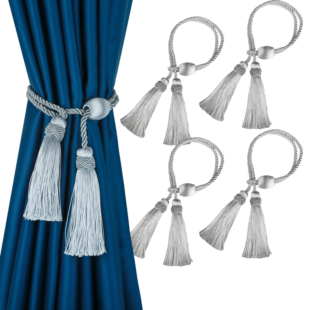 Curtain Tiebacks with Tassel, Decorative Curtain Holdback - 4 Pack