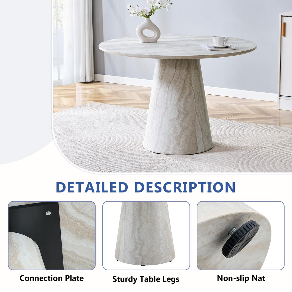 Inspired Saarinen Style 45" Round Dining Table for 4, Grey Faux Marble Dining Room Table, Modern Round Dinner Table, Small Round Dining Table