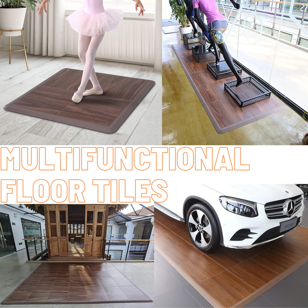 Dance Floor Tiles 3.5x3.5 ft- 4 Interlocking Tiles for Ballet, Tap, Jazz, and Irish Dance | Portable Tiles for Indoor