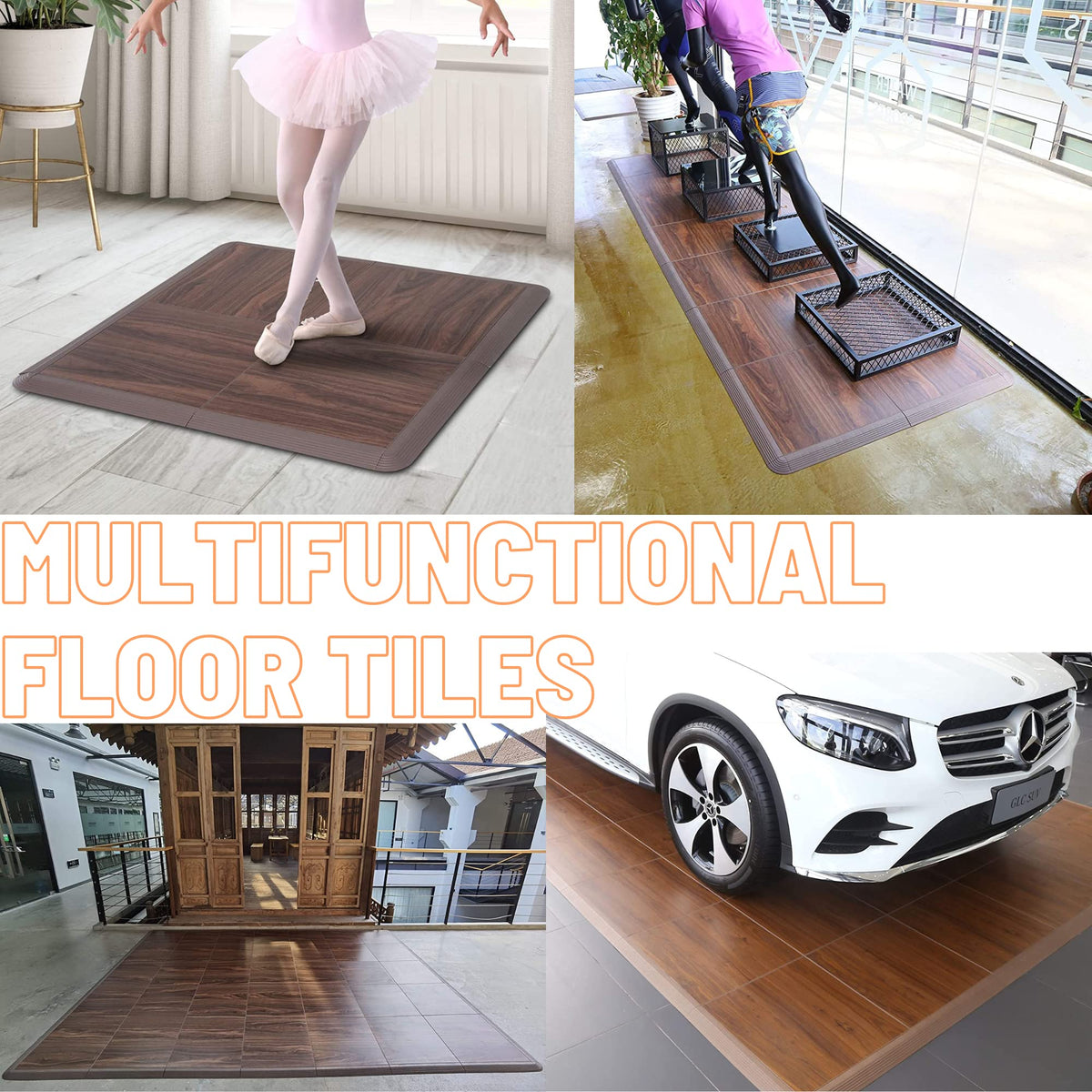 Dance Floor Tiles 3.5x3.5 ft- 4 Interlocking Tiles for Ballet, Tap, Jazz, and Irish Dance | Portable Tiles for Indoor