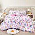 Comforter Sets for Girls Kids, 8 Pieces Bed in a Bag Pink Heart Bedding Comforter Sheet Set with Shams and