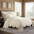 Charleston Charleston Estate Modern Farmhouse Floral Matelasse Bedspread with Scalloped Edges, 100% Cotton Breathable