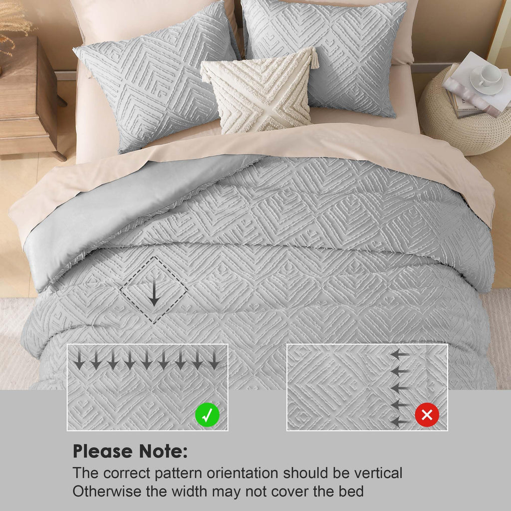 Comforter Set, 3 Pieces Tufted Boho Bedding Set