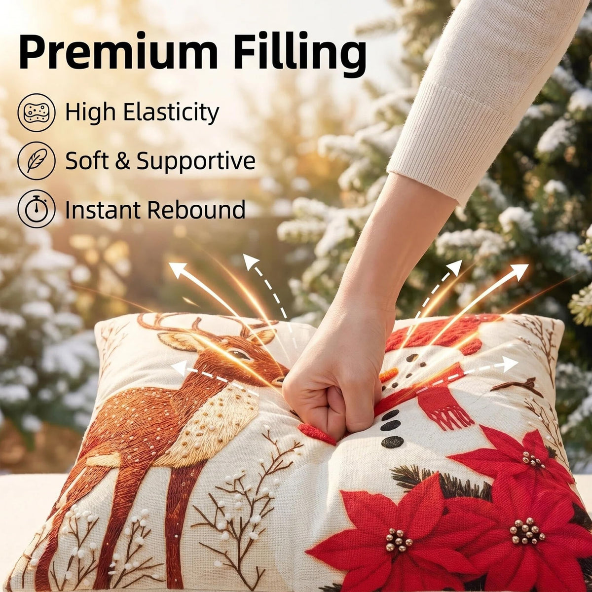 Christmas Snowman Pillow Covers 18x18 Inch, Set of 2 Outdoor Throw Pillow Covers with Pillow Inserts Included