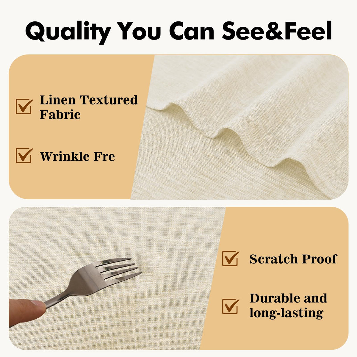 Round Table Cloth Faux Linen Farmhouse Tablecloth Wrinkle & Stain Resistant Table Cover Dining, Holiday Party Dinner