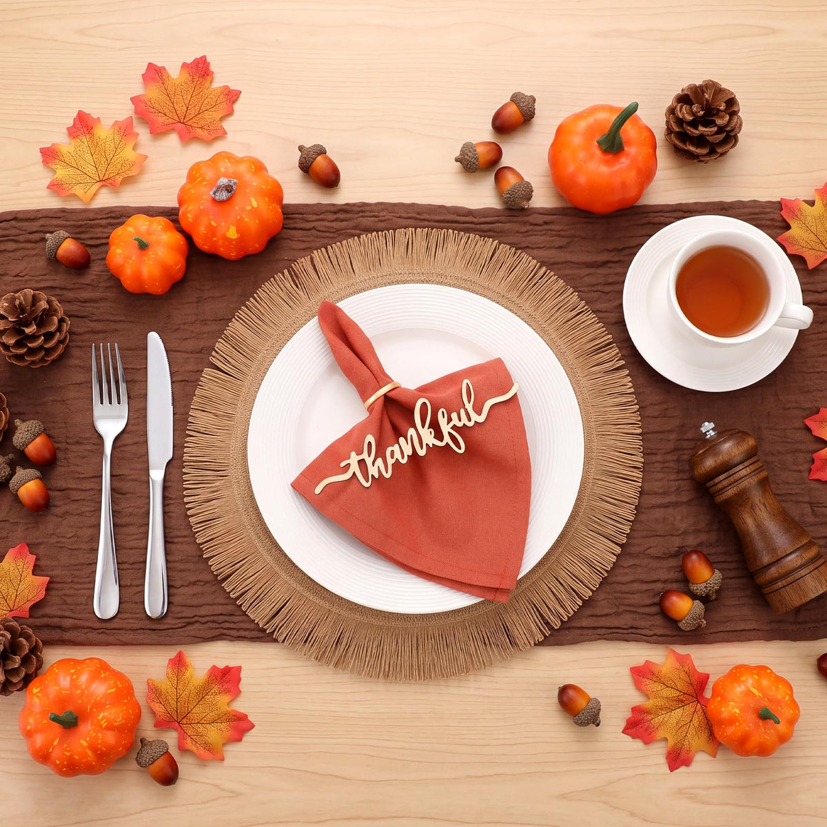 Fall Thanksgiving Table Placemats Decoration Set of 6 People