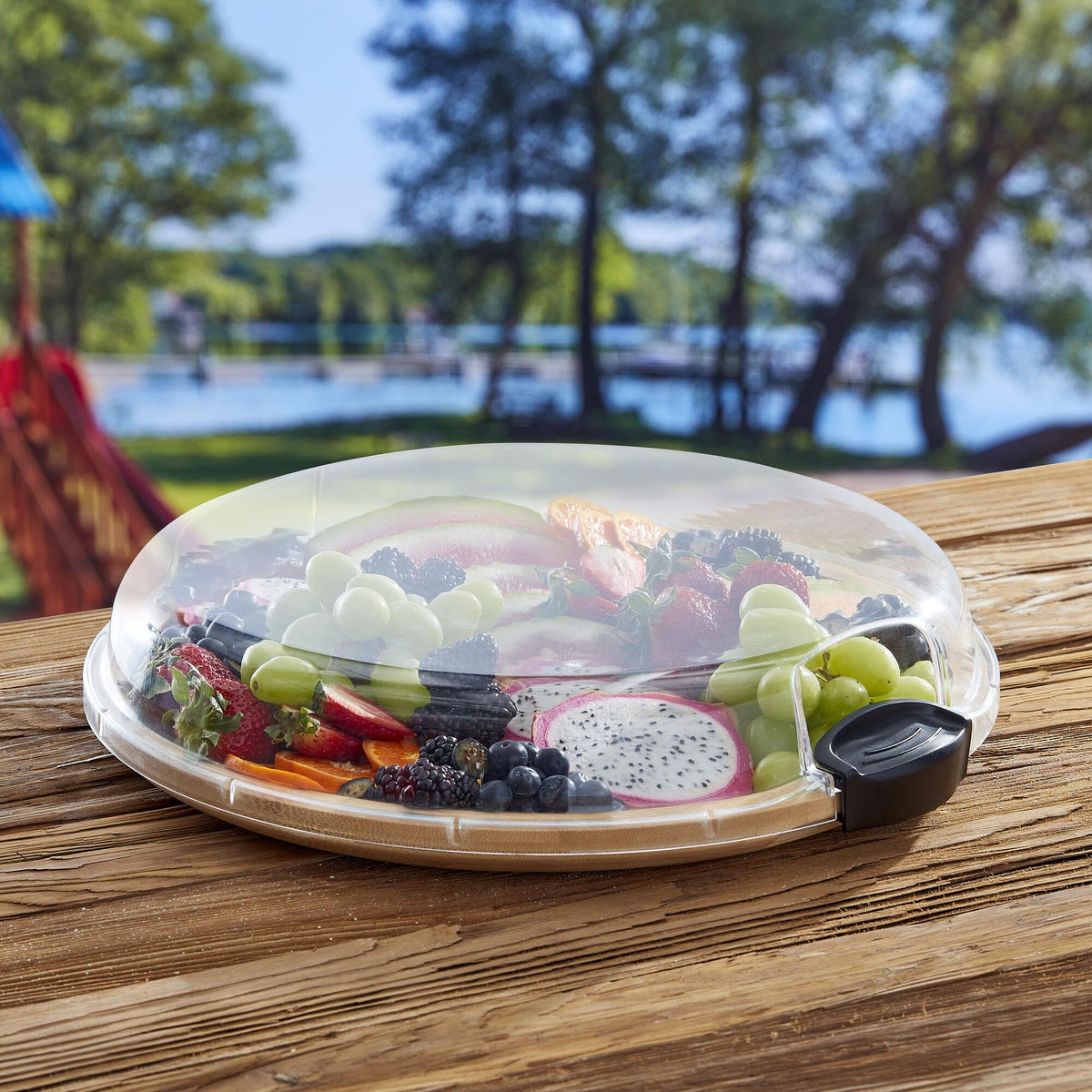 Build-a-Board Cutting Board with Single Compartment and Clear Locking Lid for Charcuterie, Snacks, and More, Bamboo