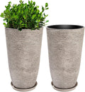 Set of 2 Oversized 9 Gallon Round Planters for Front Door & Patio - 12x21 Inch Tall Outdoor/Indoor Plant Pots with
