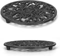 Round Cast Iron Trivet, 6.7 Inch Heavy-Duty Trivets for Hot Dishes, Pots and Pans, with Rubber Feet Non-Slip - Set of 2