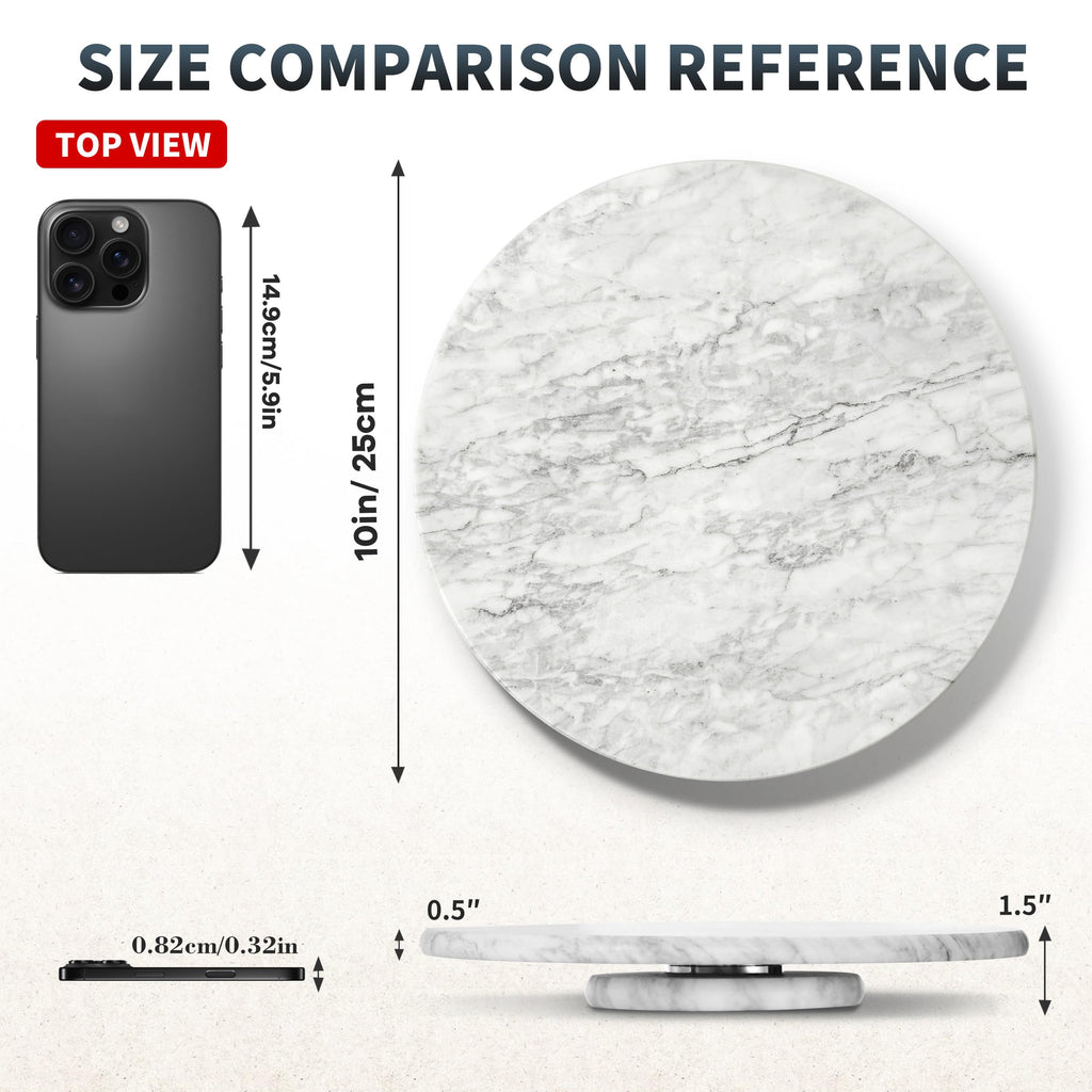 Marble Lazy Susan, 10" Lazy Susan Board with Silent Rotating