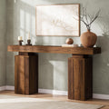 63-in Long Console Table, Farmhouse Entryway Table(Rustic Brown)