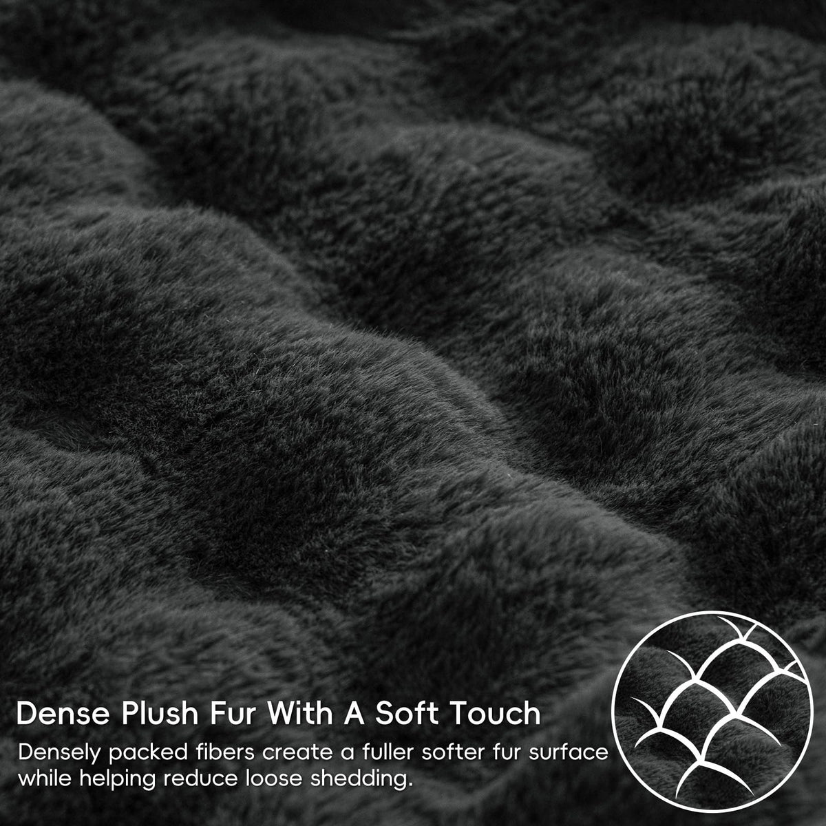 Fluffy Rabbit Faux Fur Duvet Cover Set, Black Oyster