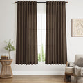 Chocolate Curtains 63 Inches Long 2 Panel Sets Bedroom, Light Filtering Linen Drapes Windows Rod Pocket or Back Tab
