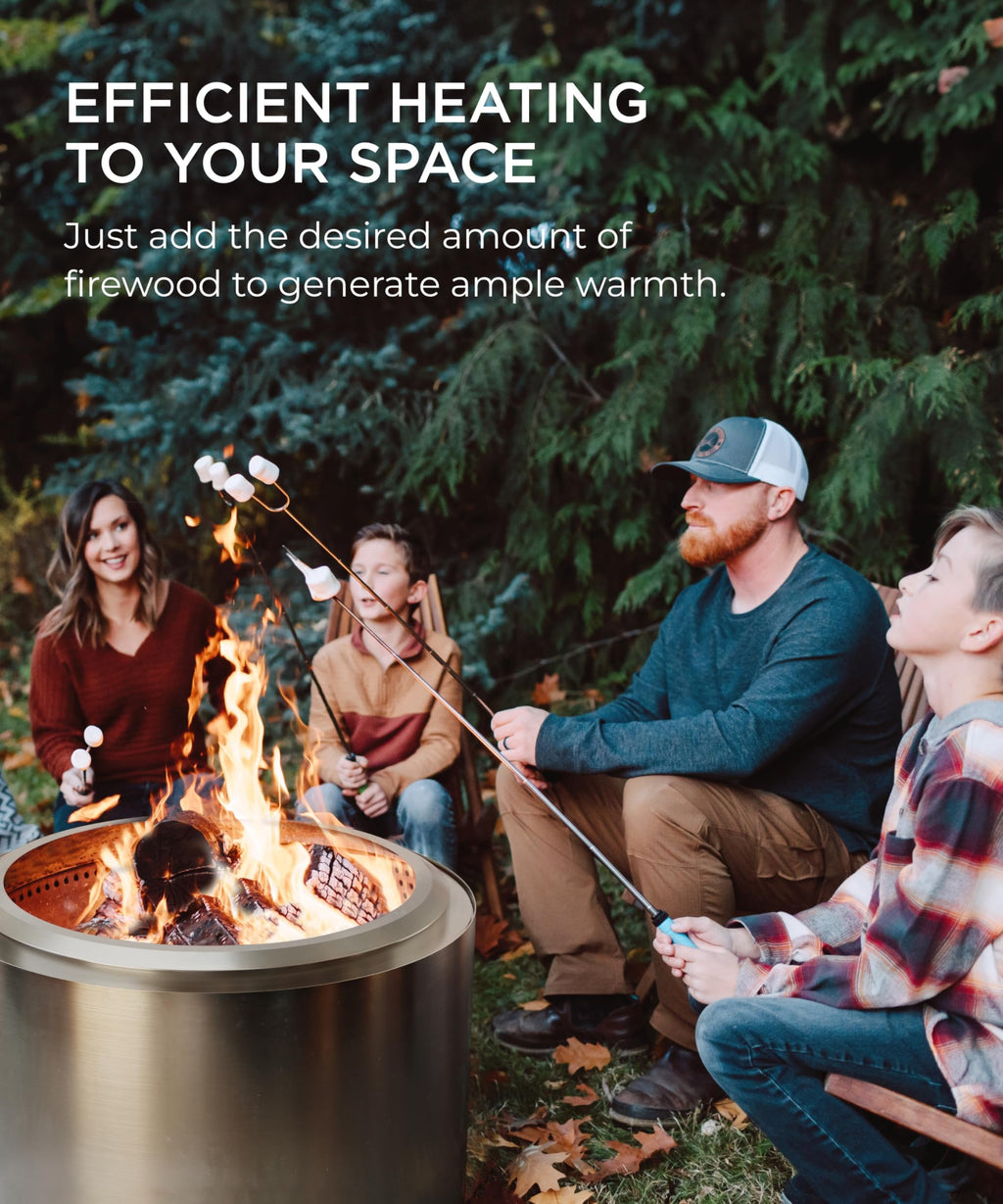 Smokeless Fire Pit, 20.0 inch Firepits for Outside with Removable Ash Pan, Portable Low Smoke Stainless Steel Outdoor