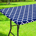 Picnic Fitted Table Cover, 8 Foot Flannel Backed Vinyl Tablecloth