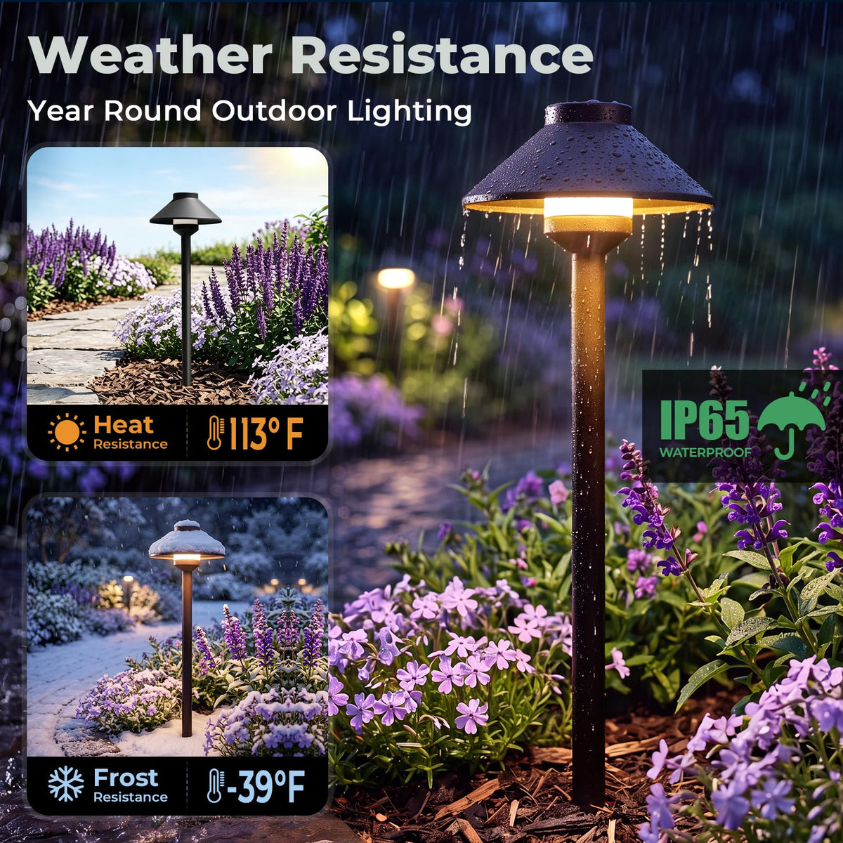 Low Voltage Landscape Pathway Lighting 12-Pack, Outdoor Wired Aluminum Path Lights with G4 4W 2700K Bulb