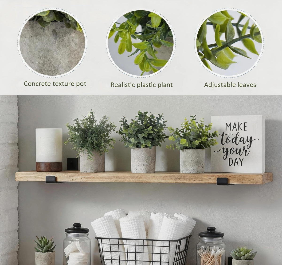 Fake Plants, 3PCS Artificial Plants Indoor Eucalyptus Desk Decor