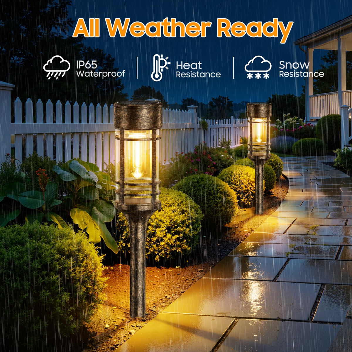 8 Pack Brown Solar Pathway Lights Outdoor, Bright Solar Lights Outdoor Waterproof IP65, Solar Garden Lights Outdoor