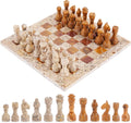 Marble Chess Set 12'' Inches Coral and Red Handmade Classic Board Games for Adults, Luxury Marble Chess Board & - Set of 33