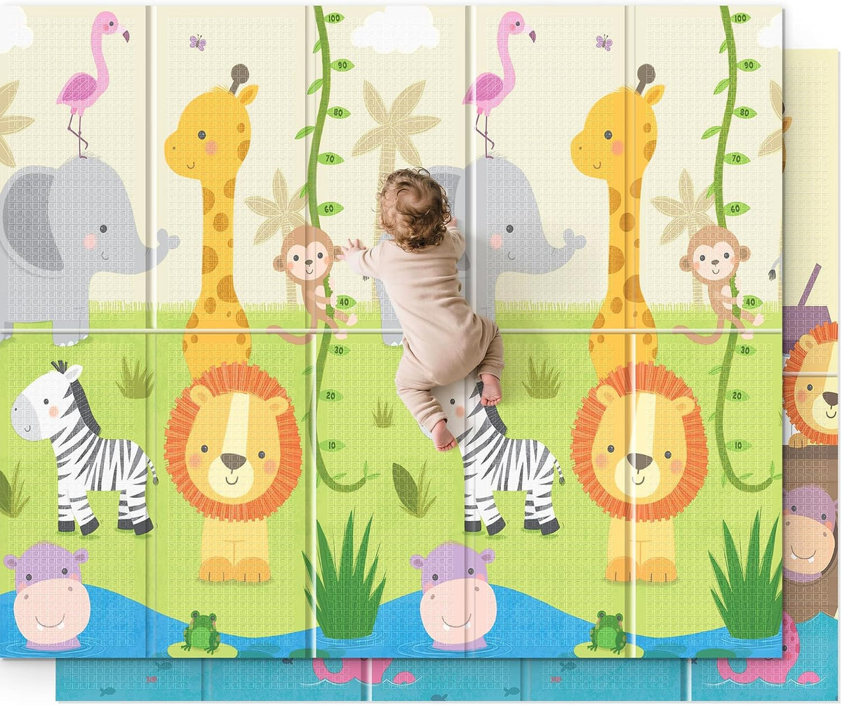 Baby Play Mat, Extra Large Foldable Playpen Mat, Reversible Foam Play Mat for Babies and Toddlers 6-12 Months