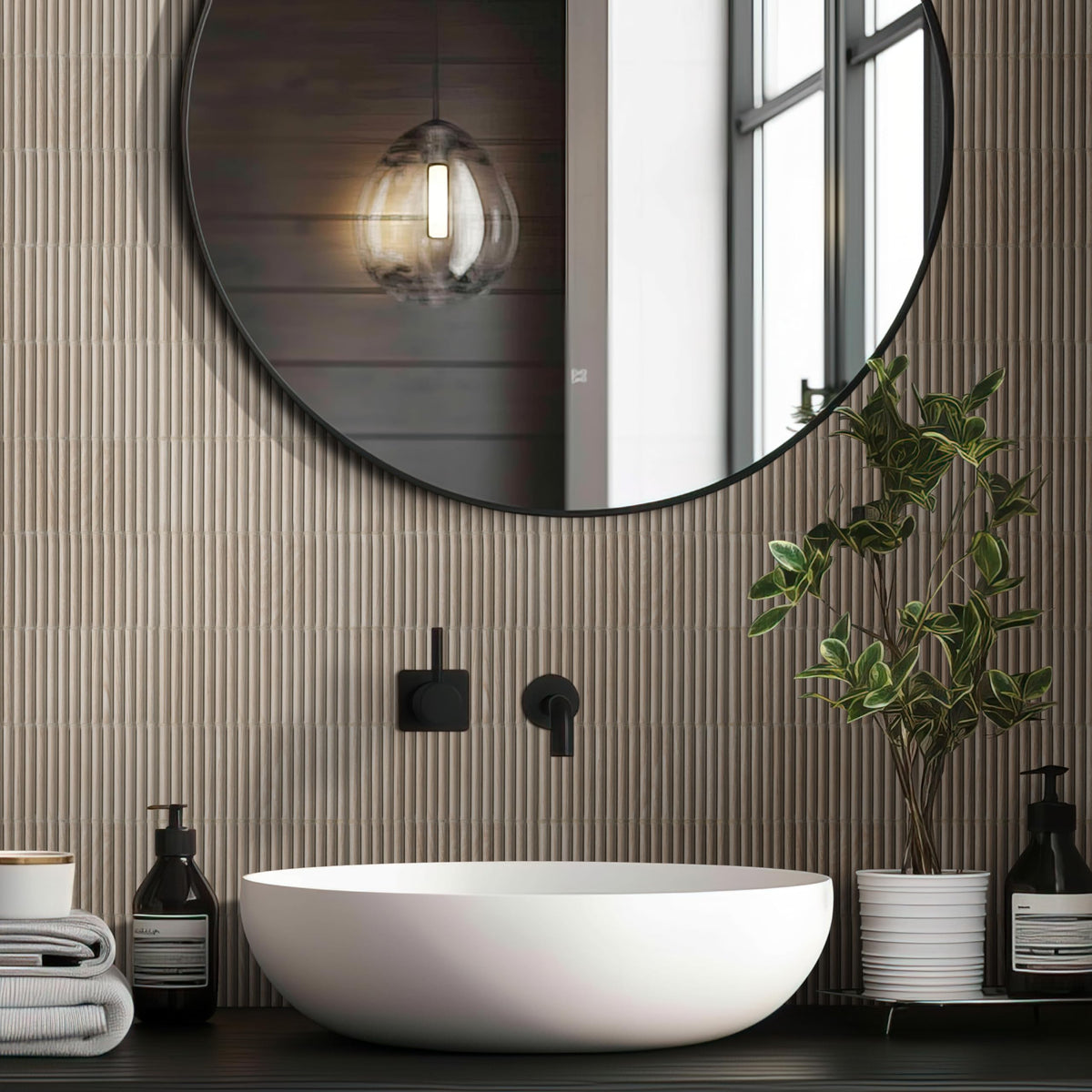 Porcelain Fluted Wood Wall Tile | Serata Harmona Dunewood | 4.5" x 9"