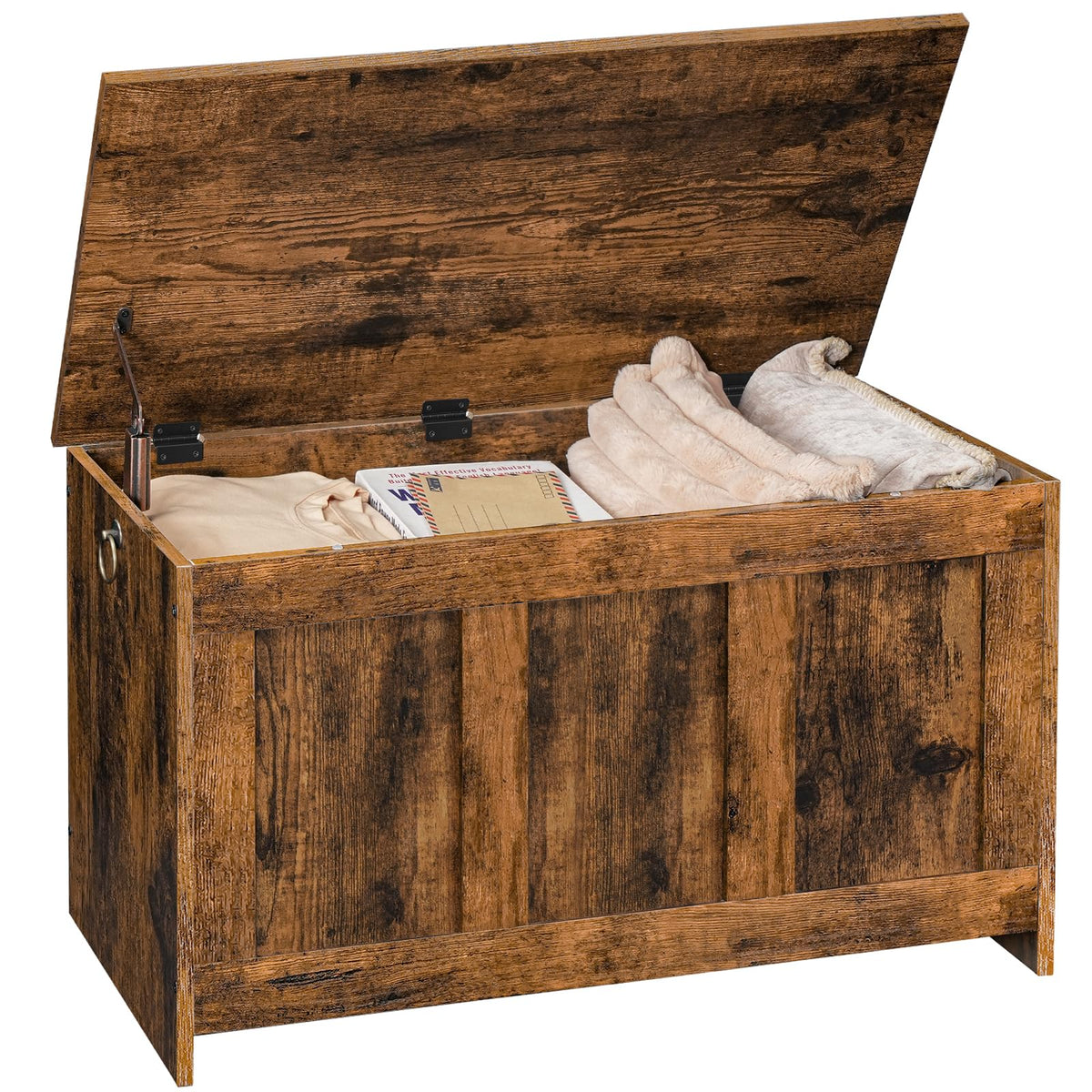 Storage Bench, 29.5" Retro Wooden Storage Chest, Wooden Storage Trunk, Toy Chest with Lift Top, Multifunctional