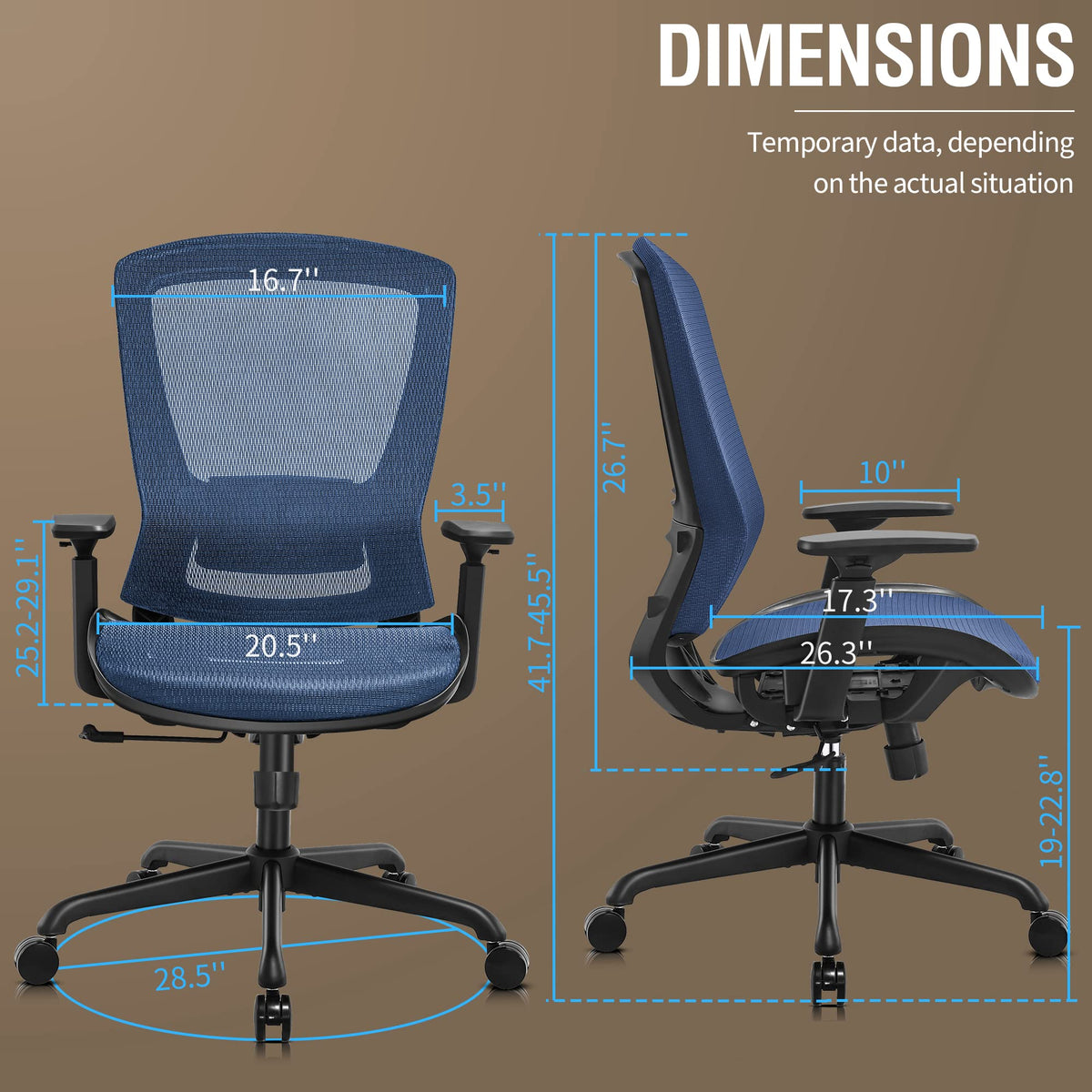 Ergonomic Mesh Office Chair — Light Blue, Breathable Mesh Seat & Back