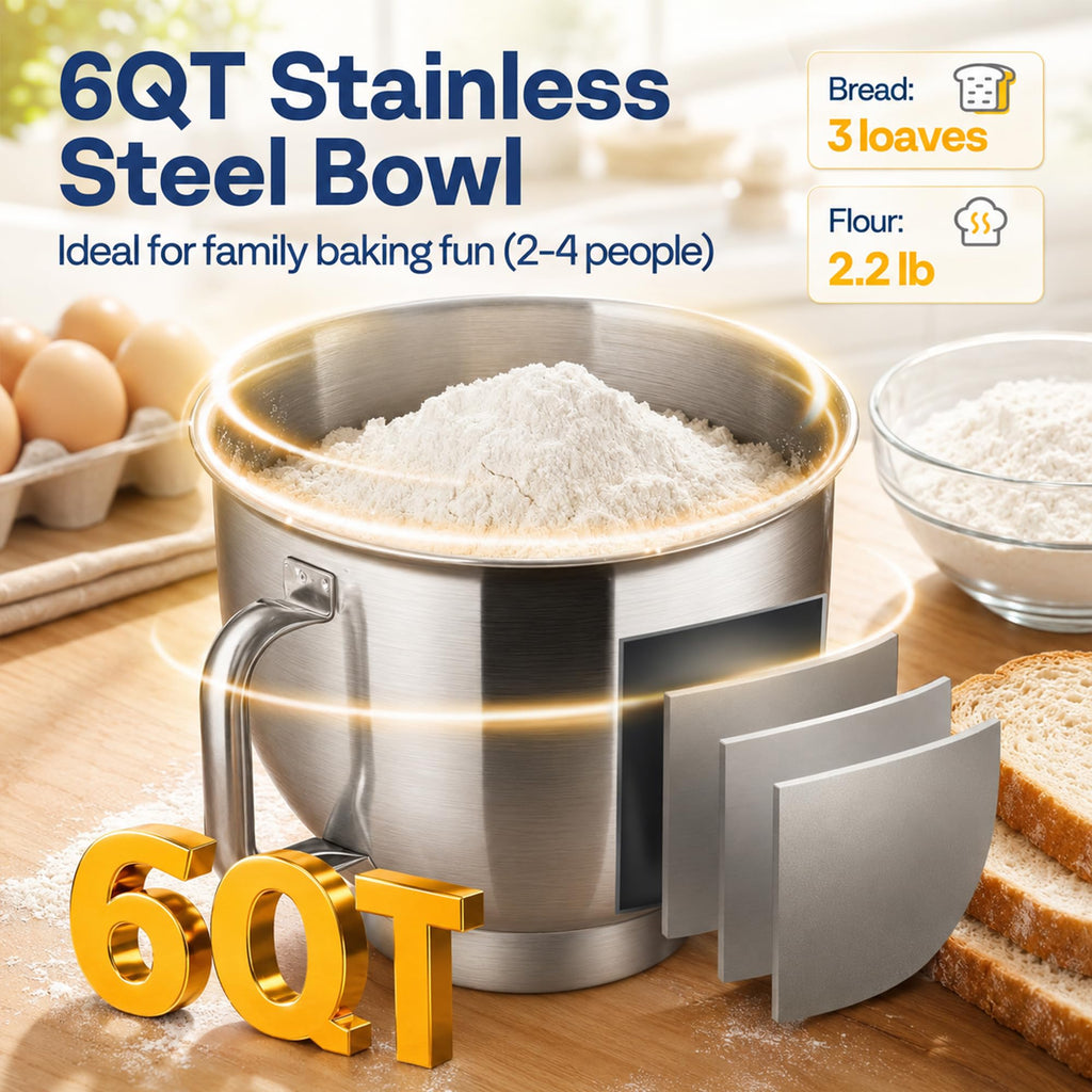 Stand Mixer, 6-Quart Tilt-Head Kitchen Mixer with Bowl, Gray