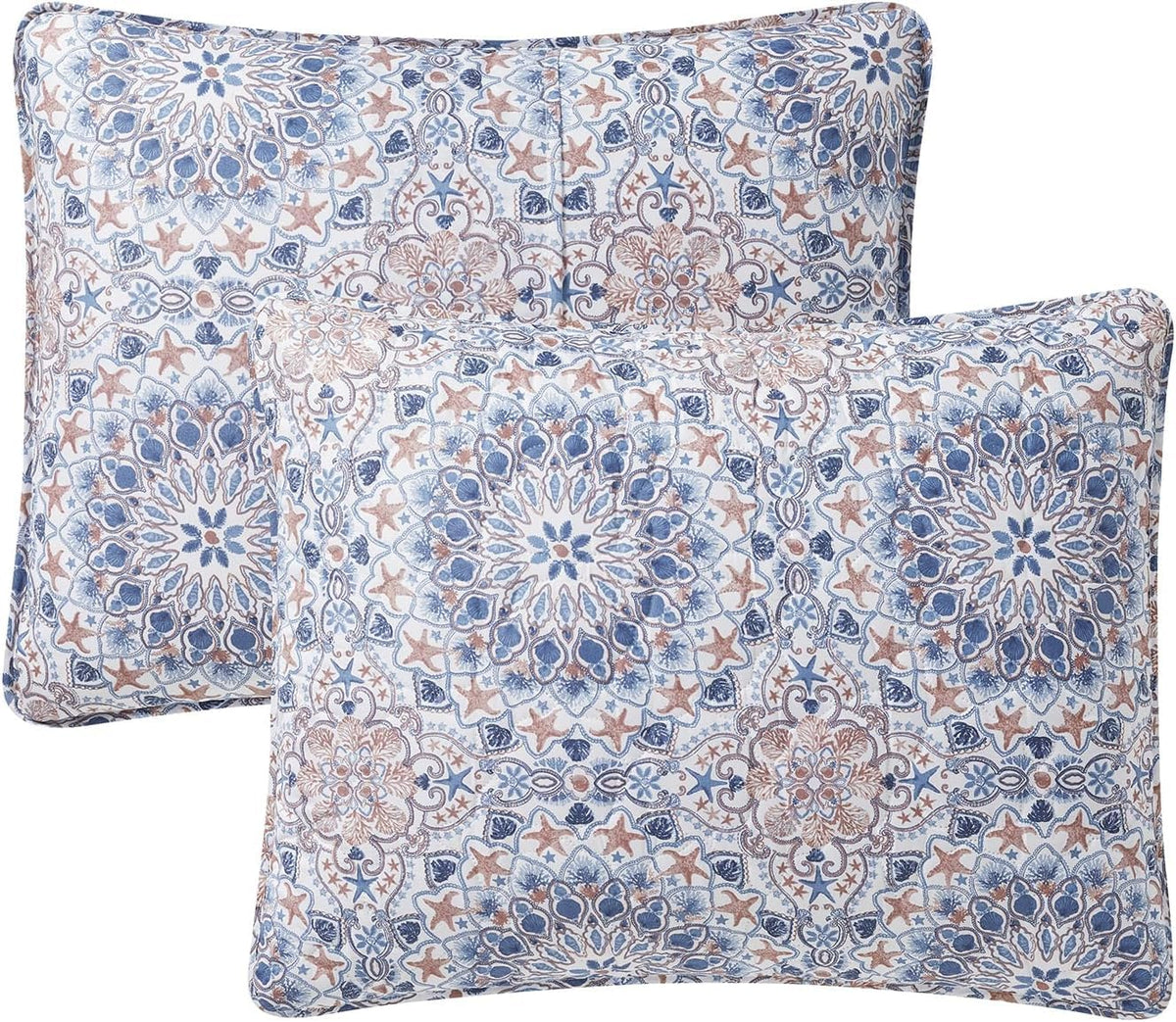 Seashell Medallion Pinsonic Bedding Set, 3-Piece, Blue