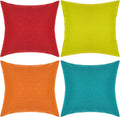 Pack of 4 Decorative Outdoor Waterproof Throw Pillow Covers ONLY Square Garden Cushion Cases, Tent and Sofa, 18 x 18
