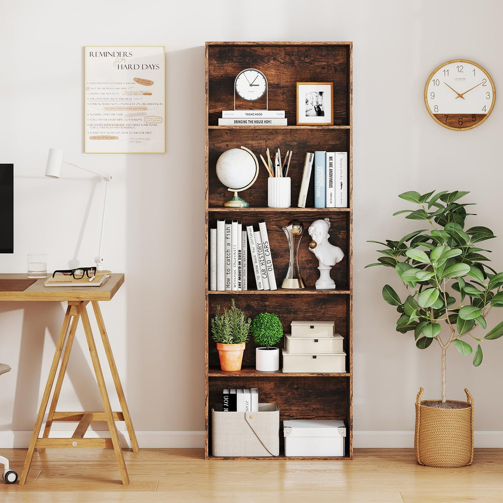 5-Tier Bookshelf, Freestanding Bookcase with 5 Open Shelf, Modern Display Shelf, Storage Organizer Bedroom Home