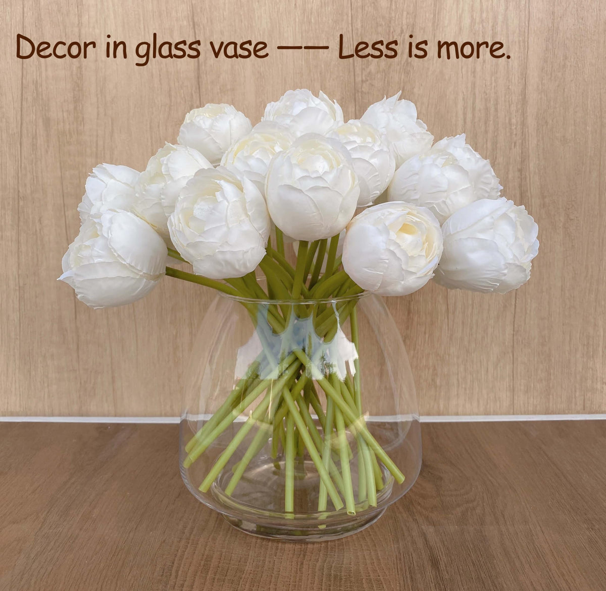 16PCS White Ranunculus Artificial Flowers, Small Fake White Foral