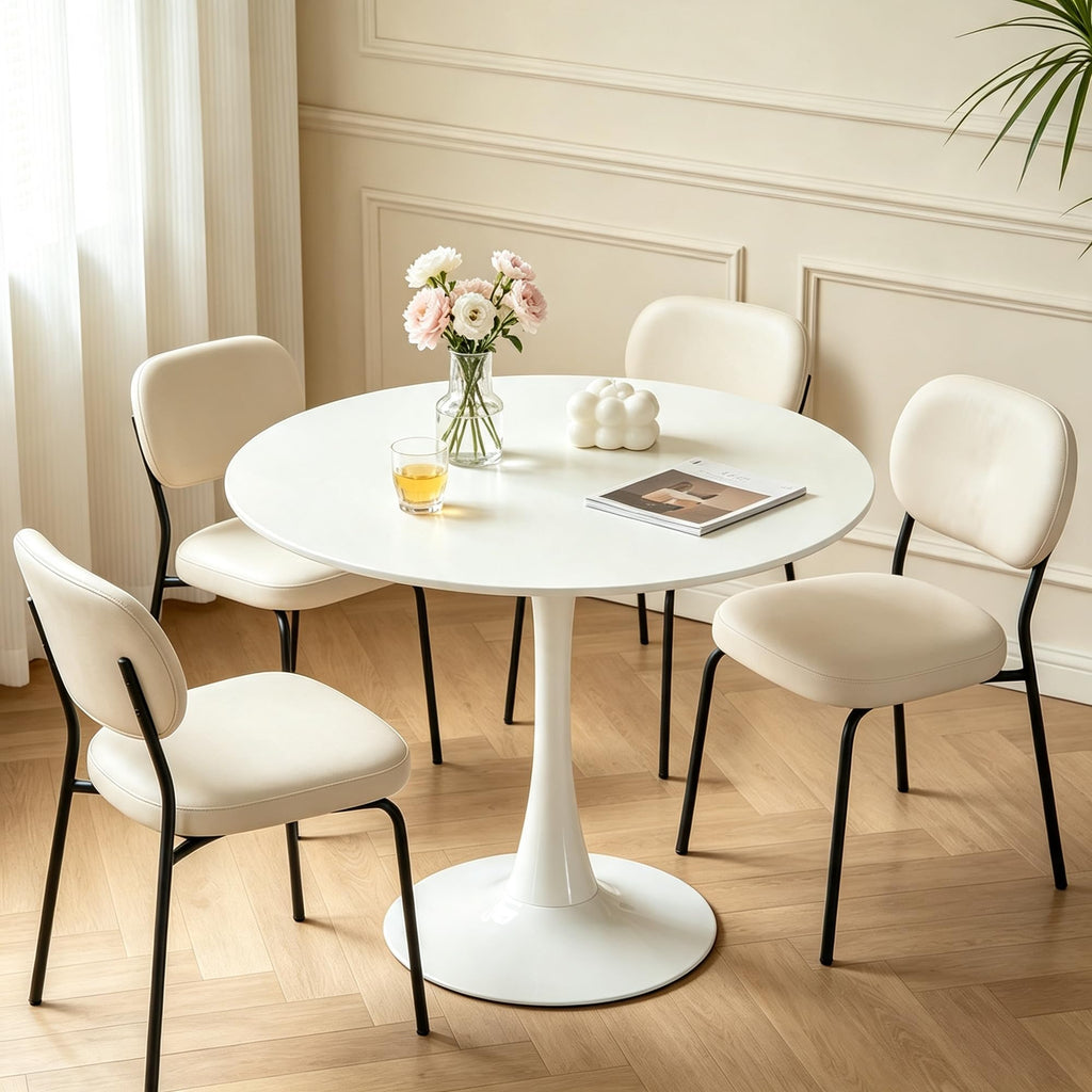 Inspired Saarinen Style 31.5" Modern Round Table, Tulip Base, Dining Coffee Table, White