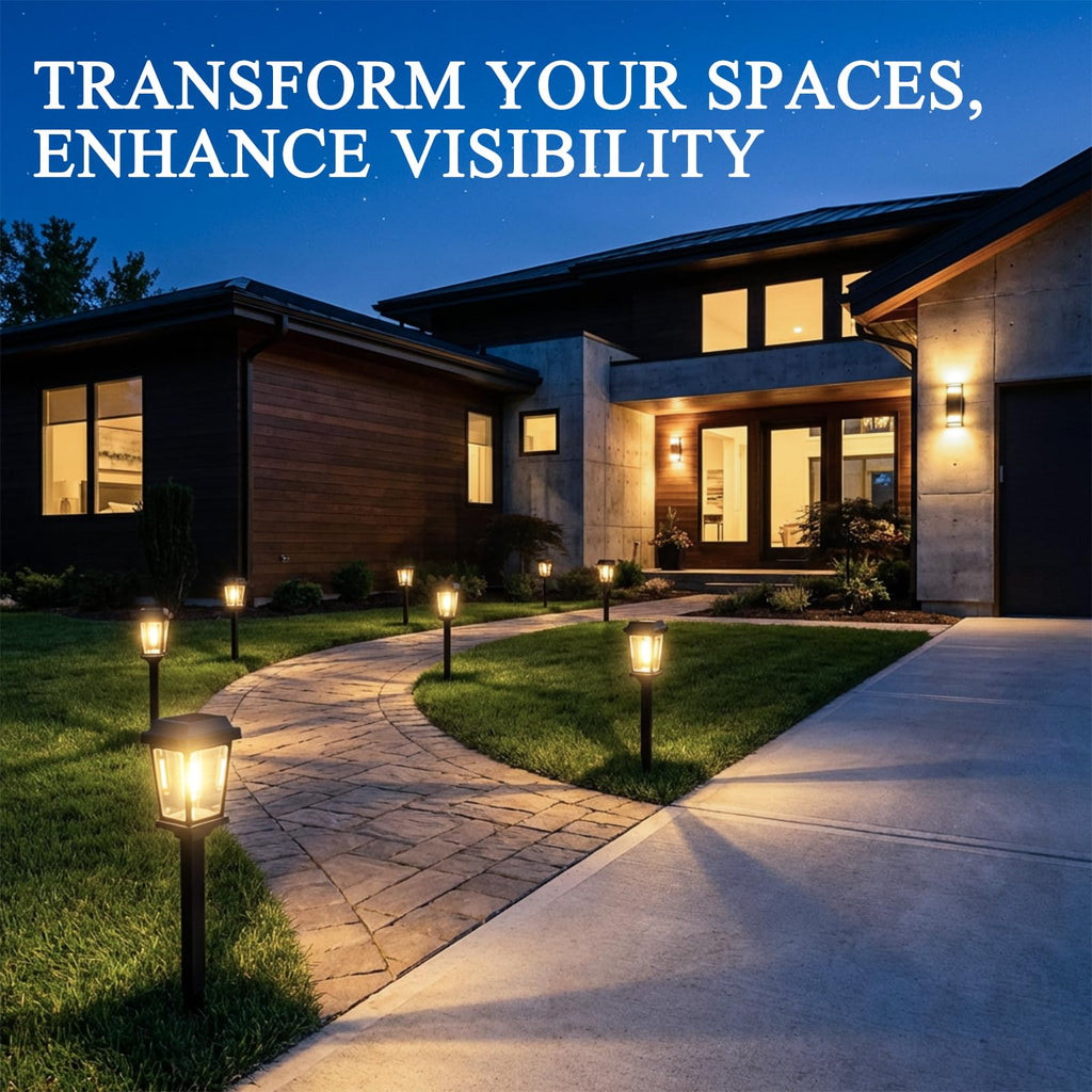 12 Pack Solar Lights Outdoor, Modern Solar Pathway Lights Outdoor, Waterproof Auto On/Off Garden Lights for Yard